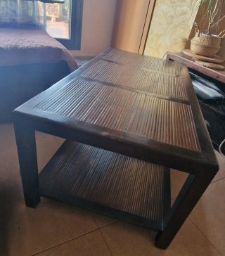 Mesa de centro nogal y bambú