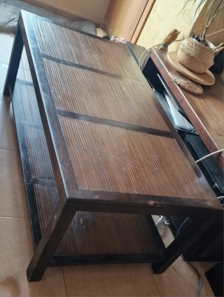 Mesa de centro nogal y bambú
