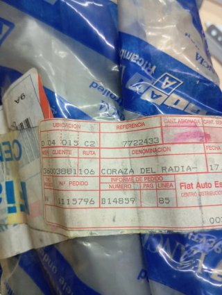 Rejilla Fiat Uno (1989-1995) Original Nueva