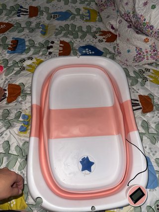 Bañera bebé plegable rosa y blanca