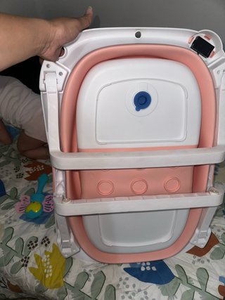 Bañera bebé plegable rosa y blanca