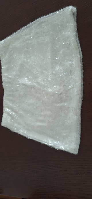 Falda lentejuelas blanca Bershka Talla XS