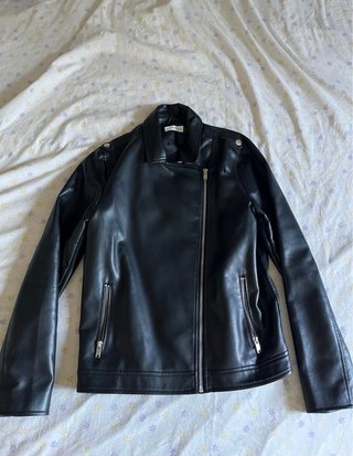 Chaqueta Piel Negra Moto