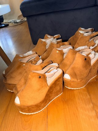 Lote Zapatos Mujer Marrones Cuña 7 pares