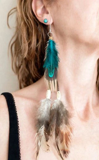 Pendientes de plumas largos