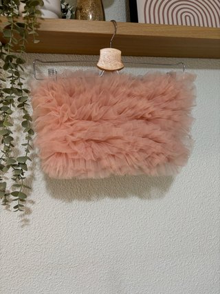 Top Zara Tul Volantes Rosa Talla Única