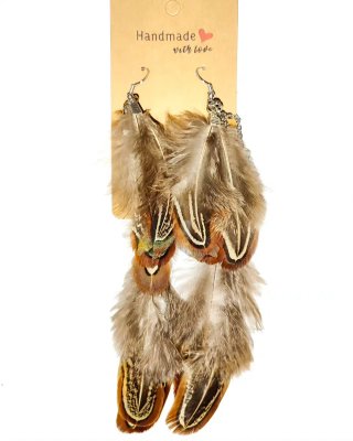 Pendientes de plumas artesanales