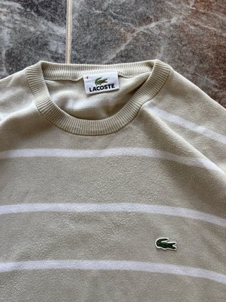 Jersey Lacoste Rayas Beige Hombre