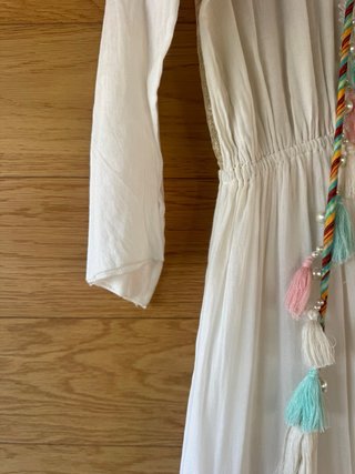 Vestido Ibicenco Blanco con Tiras Multicolor