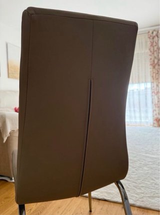 Mesa cristal y 4 sillas piel beige