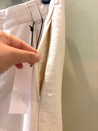 Pantaloni Zara vita alta a palazzo in cotone