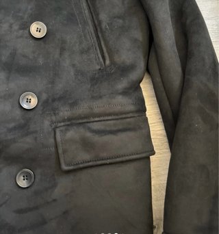 Chaqueta Polar Negra Doble Botonadura