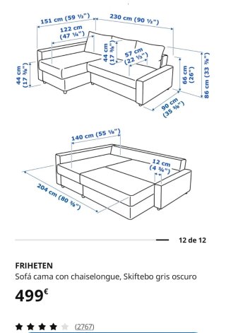 Divano letto IKEA FRIHETEN con chaiselongue