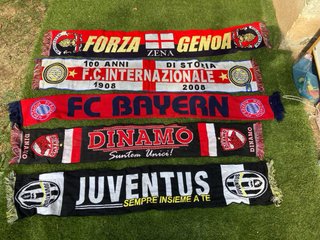 Bufandas de fútbol: Valencia, Benfica, Barça, Man