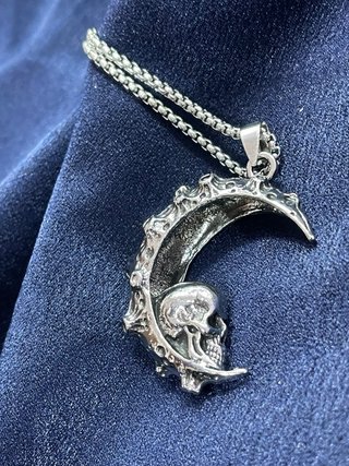 Collana unisex acciaio teschio luna