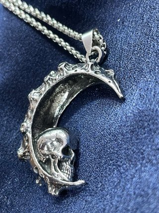 Collana unisex acciaio teschio luna
