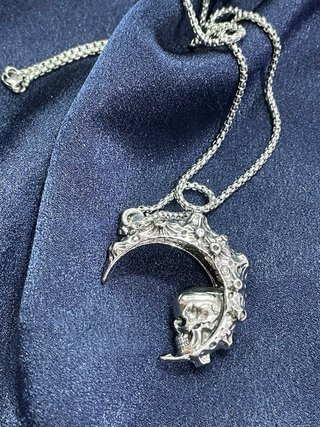 Collana unisex acciaio teschio luna