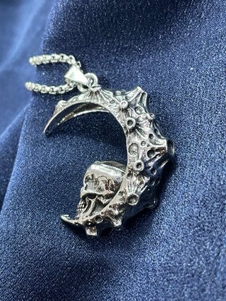 Collana unisex acciaio teschio luna