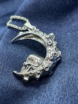 Collana unisex acciaio teschio luna