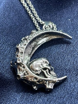 Collana unisex acciaio teschio luna