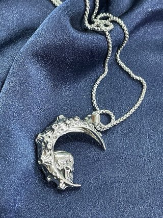 Collana unisex acciaio teschio luna