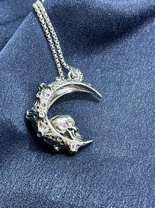 Collana unisex acciaio teschio luna
