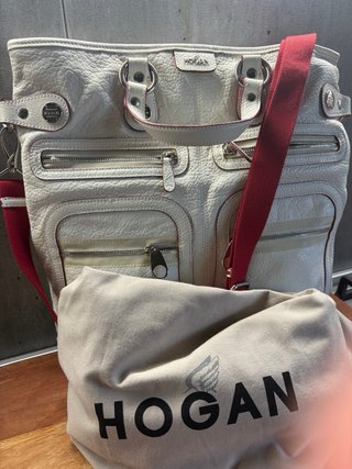 Borsa Hogan Pelle Bianca con Tracolla Rossa