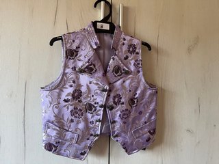 Chaleco niño fallero talla 8 morado con plata