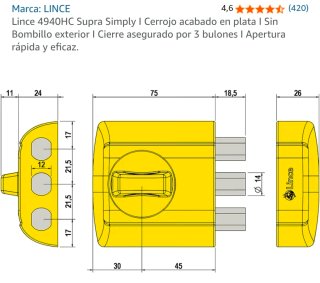 Cerrojo Alta Seguridad Lince Supra Simply _NUEVO