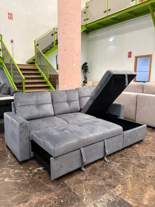 Sofá cama chaise longue gris oscuro