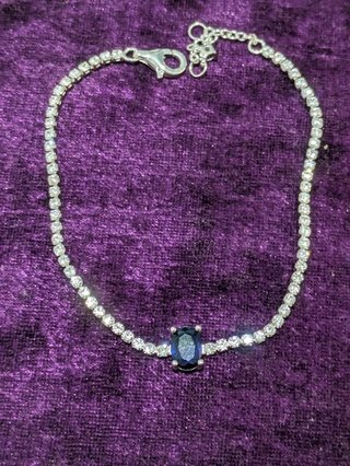 Pulsera de plata con piedra azul y circonitas