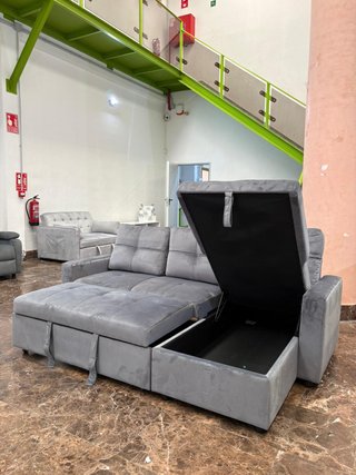 Sofá cama chaise longue gris oscuro