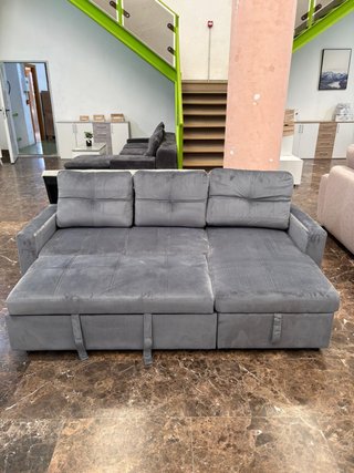 Sofá cama chaise longue gris oscuro