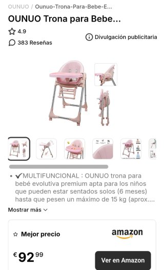 Trona de bebé para comer plegable