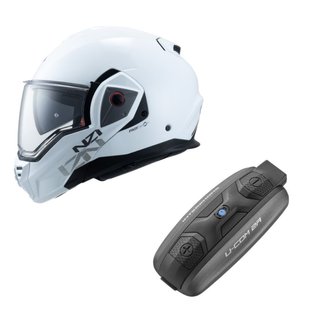 Casco Nzi Modular Fastback Blanco + Ucom 2R