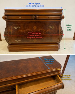 Cómoda antigua madera maciza tallada