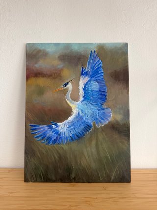 Cuadro pintado a mano grulla