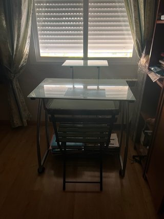 Mesa escritorio cristal y metal