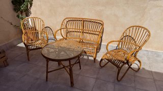 Conjunto de mimbre para terraza
