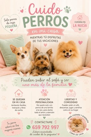 Cuidadora de perros de raza pequeña