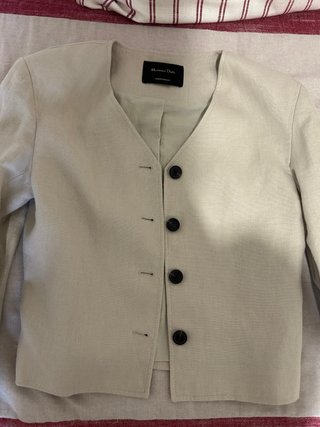 Americana Lino Massimo Dutti Beige Mujer