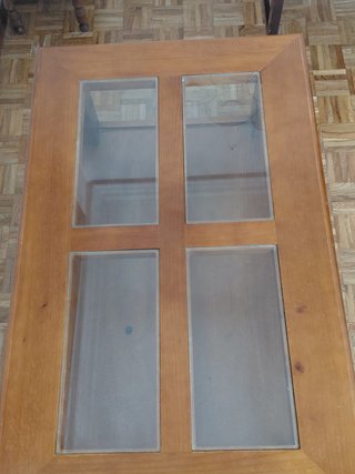 Mesa centro madera cristal y balda