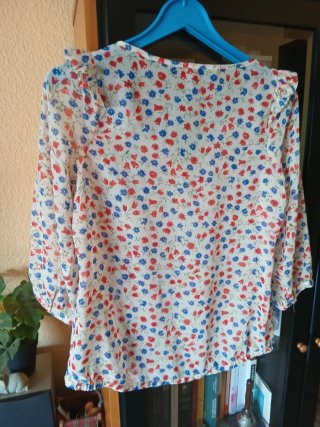 Blusa flores azul y rojo T S/M