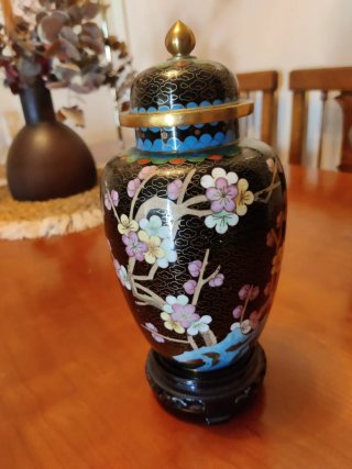 2 Jarrones Chinos Cloisonné Negros
