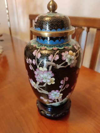2 Jarrones Chinos Cloisonné Negros