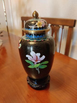 2 Jarrones Chinos Cloisonné Negros