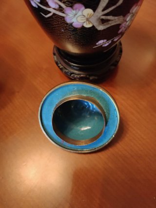 2 Jarrones Chinos Cloisonné Negros