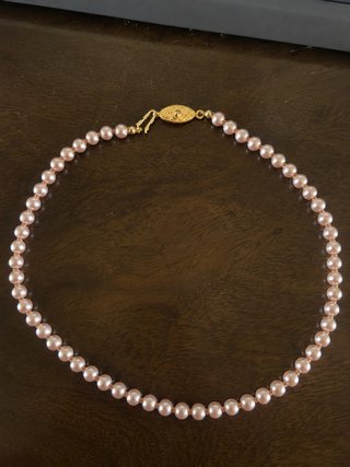 Gargantilla perlas rosa nacarado broche dorado