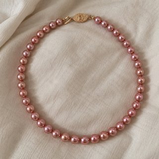Gargantilla perlas rosa nacarado broche dorado