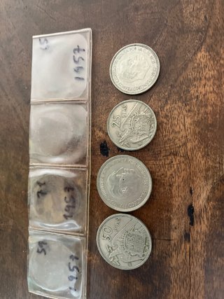 Monedas 25 y 50 Ptas España 1957